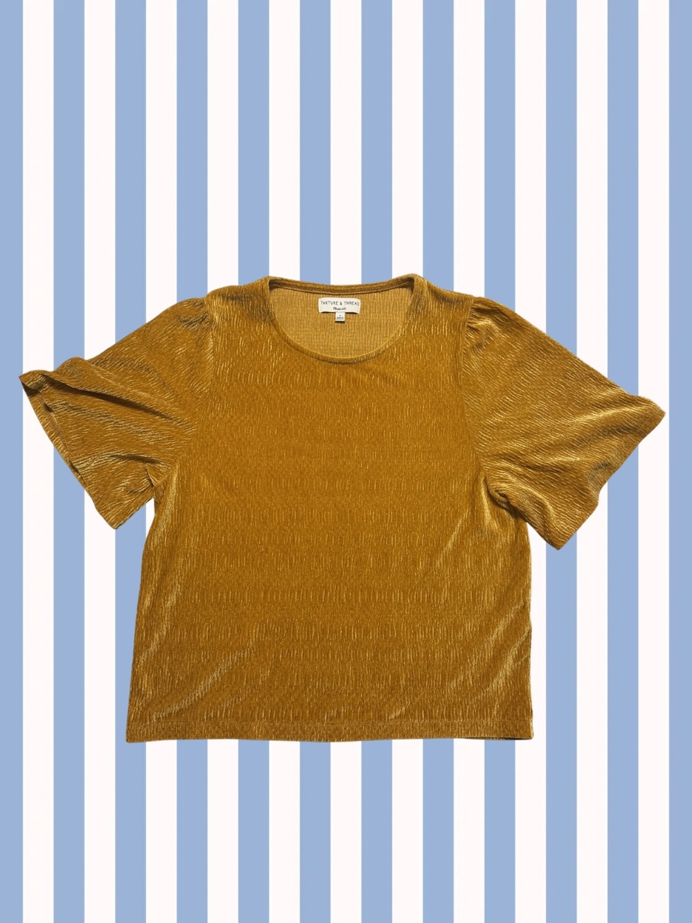 Madewell - Orange/Gold Short Sleeve Top velvet blouse